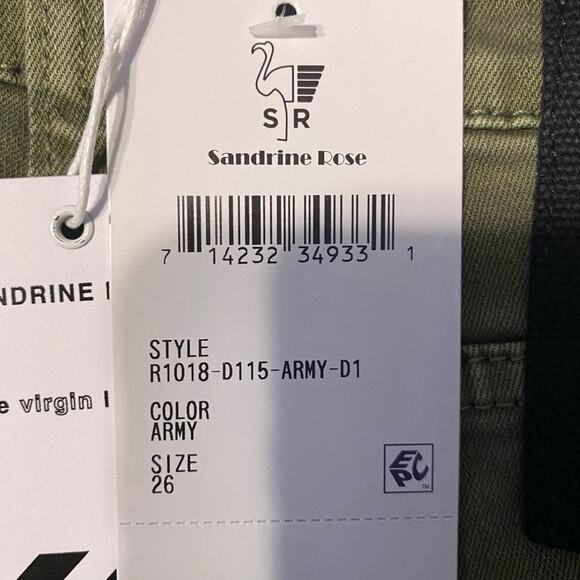 Sandrine Rose Free People Army Green Skinny Jeans Women's Size 26 - Picture 7 of 8